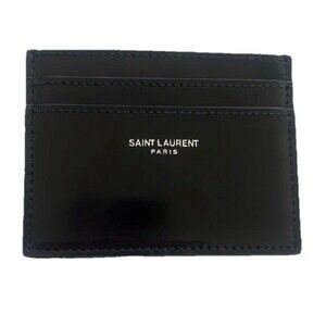 Saint Laurent Sleek Black Card Holder Patent Leather w/COA YSL